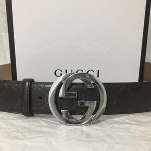 Gucci Brown Signature Interlocking G Belt